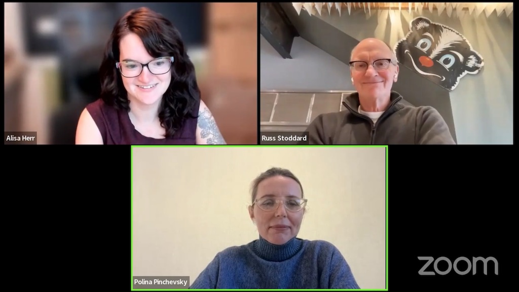 Alisa, Russ, and Polina at the beginning of their LinkedIn Live webinar.